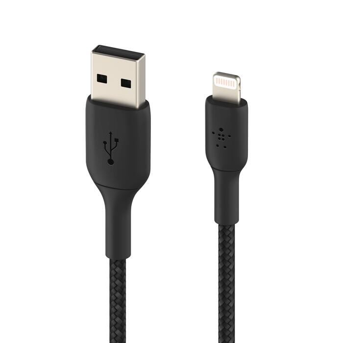 Belkin BoostCharge geflochtenes 2 m USB-A/Lightning Kabel, schwarz Belkin BoostCharge geflochtenes 2 m USB-A/Lightning Kabel, schwarz